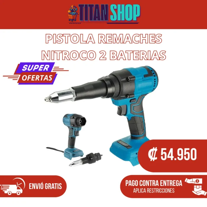 14 Pistola remaches Nitroco 2 baterías